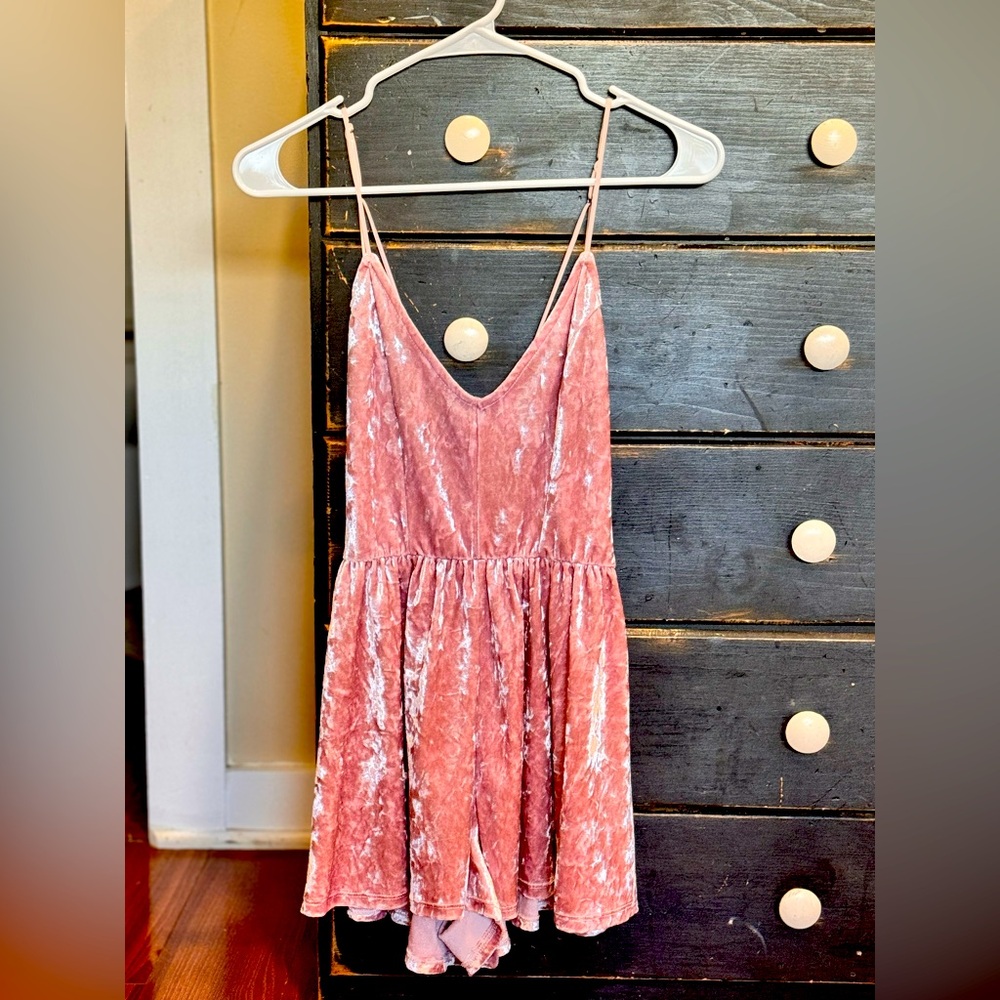 Pink velvet Romper